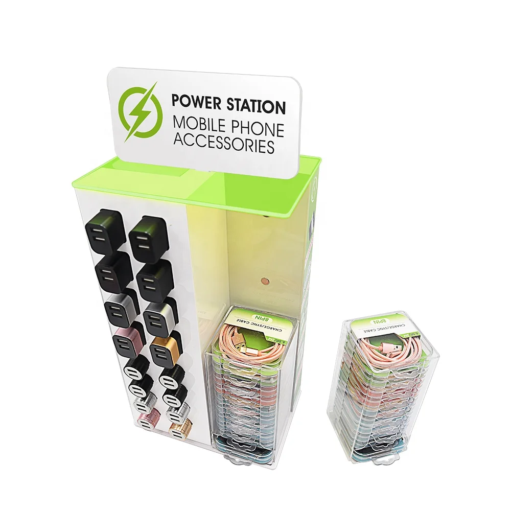 Acrylic Display wholesale cell phone accessories display racks wall charger stand design for mobile shop acrylic display