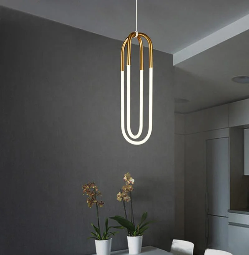 L4u Decorative Modern Stylish U Type Glass Pendant Light Contemporary Indoor Lighting Fixture Hanging Lamps for Cafe Restaurant