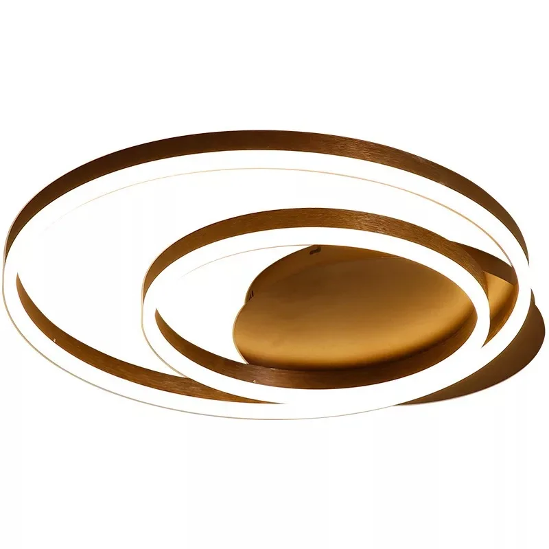 Светодиодная люстра в стиле ретро, креативный потолочный светильник с двойными кругами для гостиной, столовой, спальни, кабинета