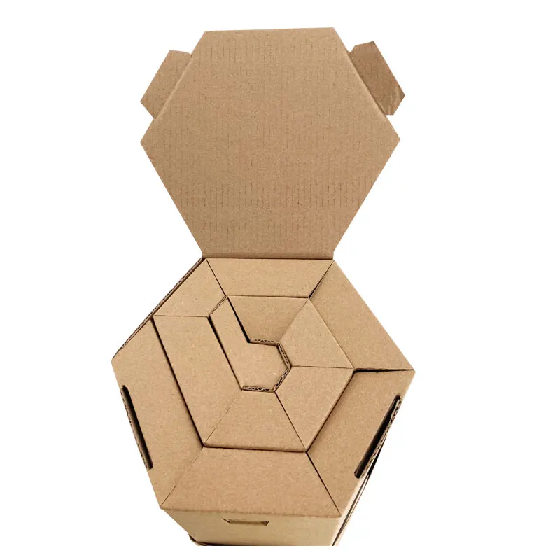 Custom eco friendly corrugated unique roller hexagon clothing packaging box for clothes
