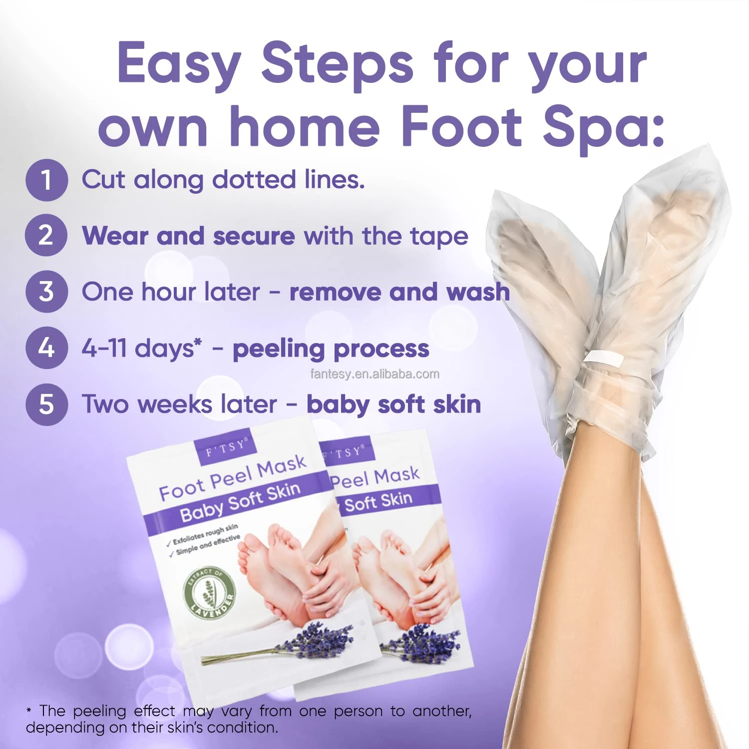 OEM Foot Mask Soft Skin Remove Dead Skin Dry Cracked Feet Callus Spa Aloe Vera Extract Women Men Exfoliating Lavender Foot Mask