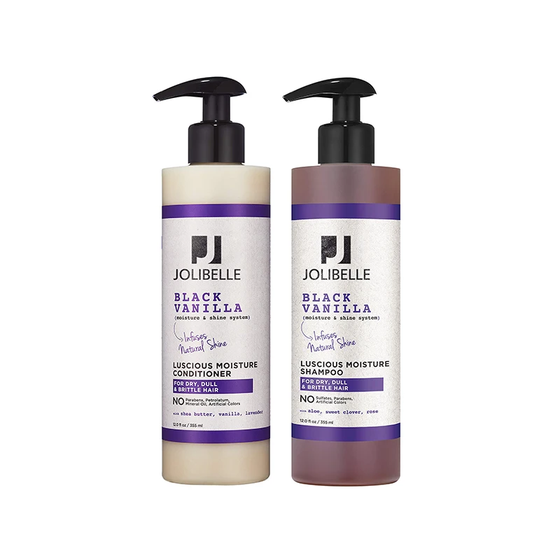 Private Label Natural Black Vanilla Moisturizing Shampoo Vegan Black Women Hair Growth Organic Curly Shampoo And Conditioner Set
