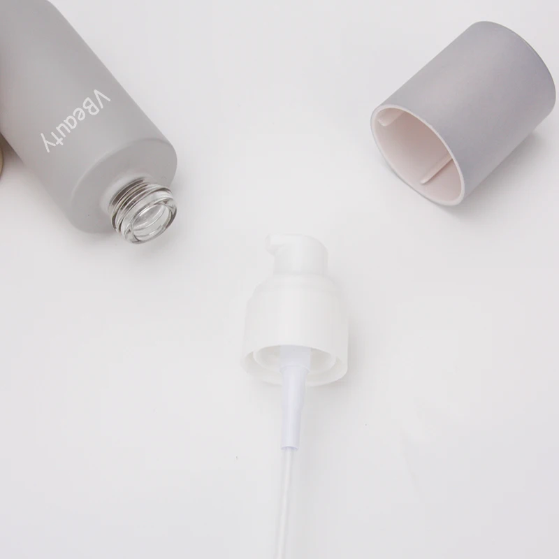 Eco friendly sustainable skincare toner bottle lotion cosmetic packaging round empty glass lotion bottle