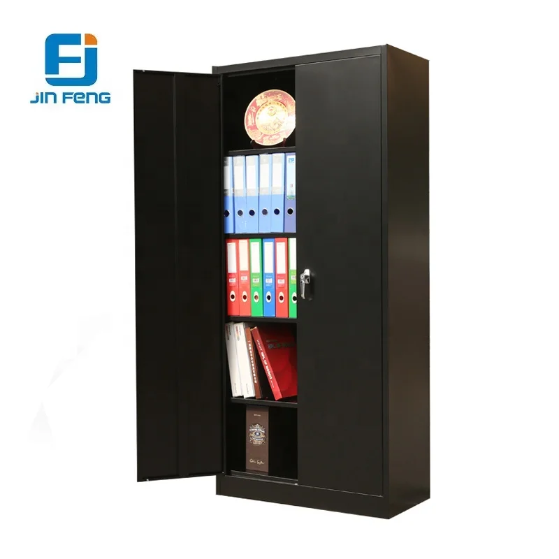 Office Steel 2 Doors Filing Cabinet Metal Storage Cupboard With Adjustable Shelf  Double door Documents And File Cabinet