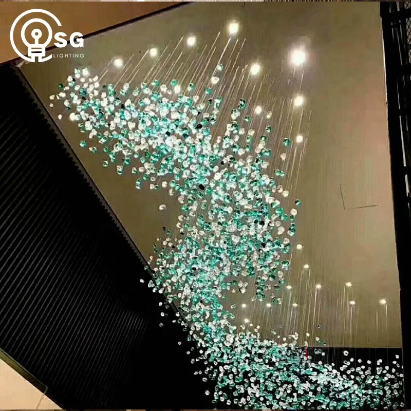 SG Customization hotel glass decorative stones ceiling lamps chandelier for large sand table sales department pendant lamp