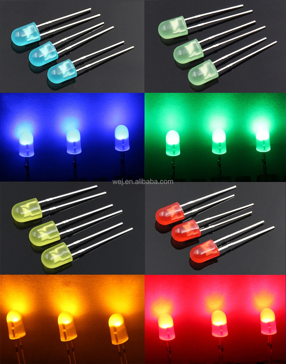 WEJ Factory 546 504 Oval led diodes Red Green White LED 5mm Oval led lighting emitting diode