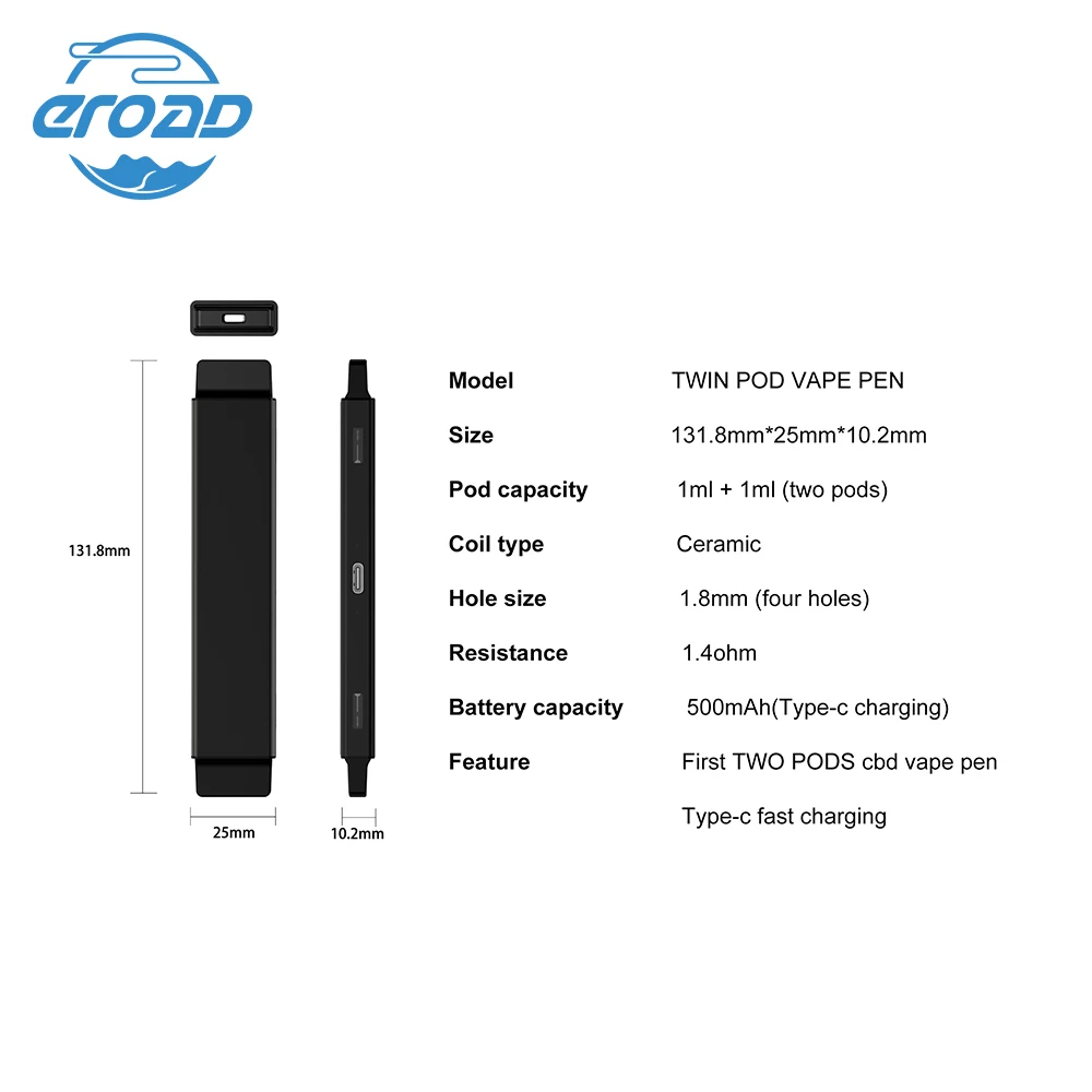 Электронная сигарета Eroad Twin Pod две капсулы в одном керамическая капсула Cbd Oil Vape