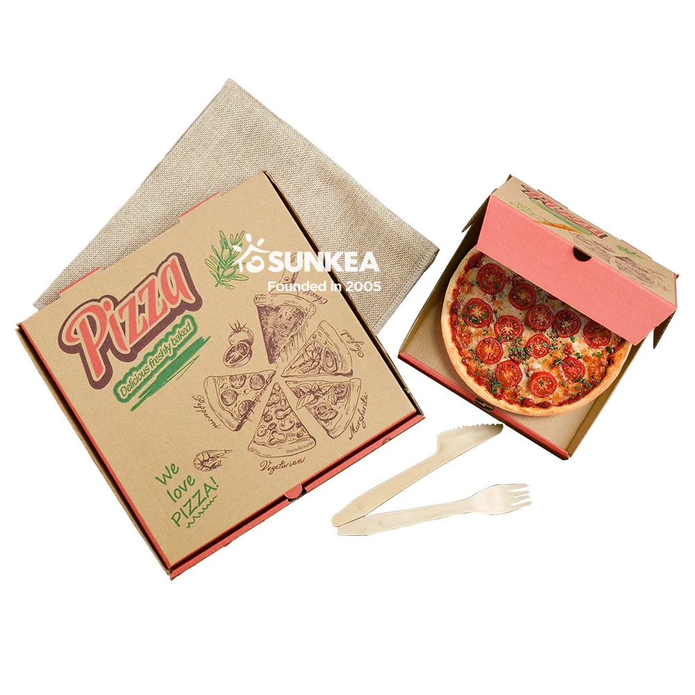Sunkea Takeaway Fast Food container kraft and white Pizza Box