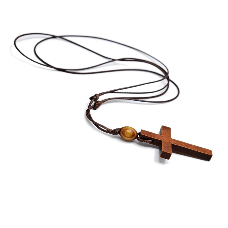MX002 Cross necklace Jesus Christ pendant choker natural wood necklace wholesale amulet Short Long Chain Jewelry For Women