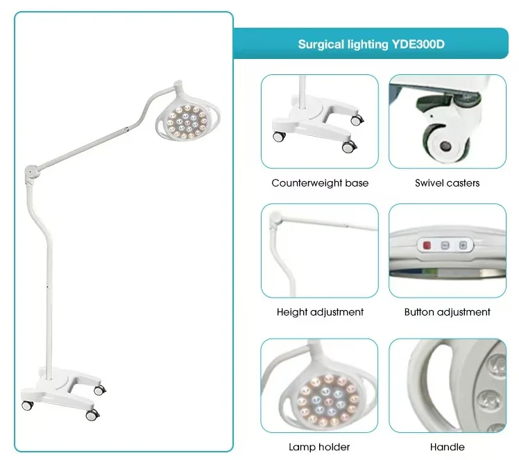 CE ISO FDA Certified LED Surgical Auxiliary Lighting Vertical Mobile Floor-Standing Medical Examination Light Gynecology Light