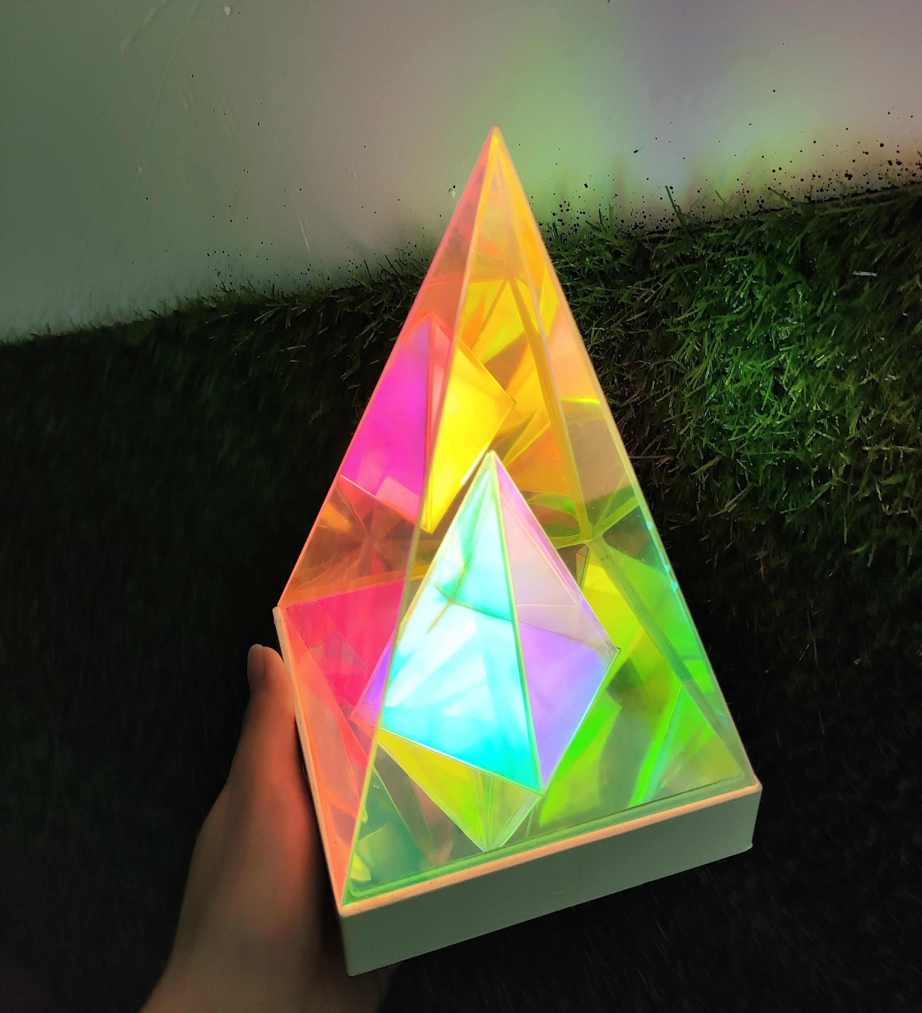 Acrylic desktop creative atmosphere light pyramid decoration nightlight bedroom decorative lamp
