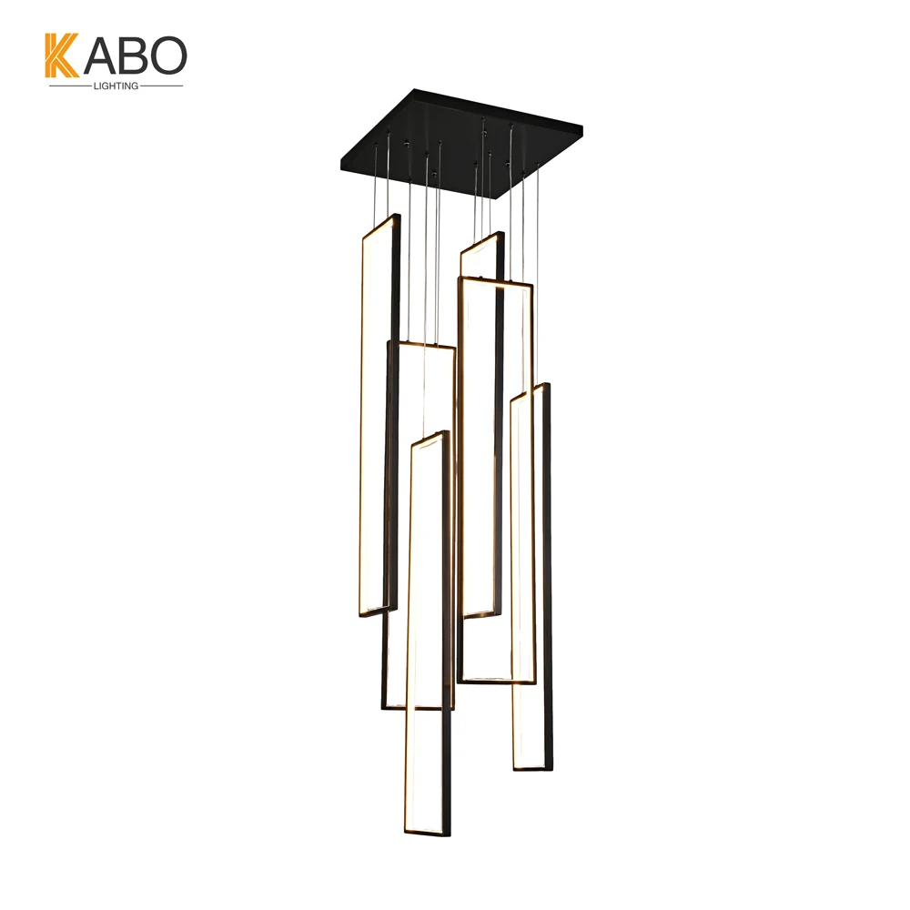 Indoor Lighting Led Stair Pendant Light Hanging Lamp Long Staircase Chandelier Large Big Modern Metal Chandelier