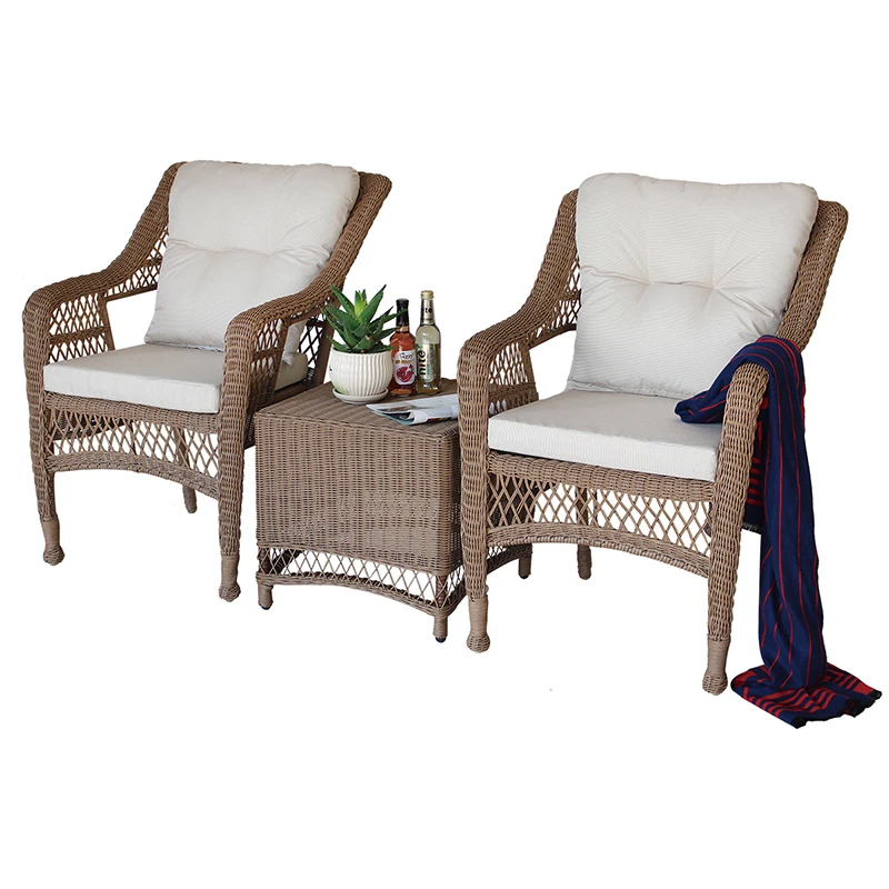 Outdoor and indoor garden 3pcs coffee tables chairs and sofas cane furniture by manufacturers