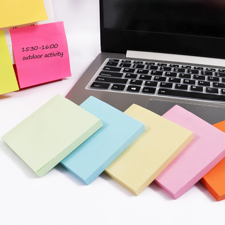 Foska High Quality Multi Colors Assorted Eco Friendly Portable Strong Adhesive Memo Pad Cube Sticky Notes Paper for School