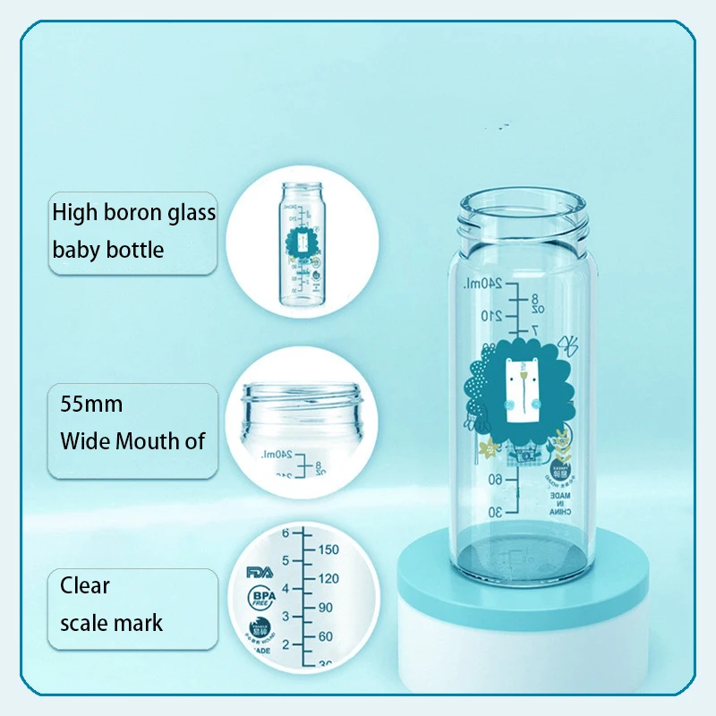 XRJ-BB001 фабрика новый дизайн бутылочка для кормления новорожденных с высоким содержанием бора набор стеклянных детских бутылочек силиконовым рукавом ребенка