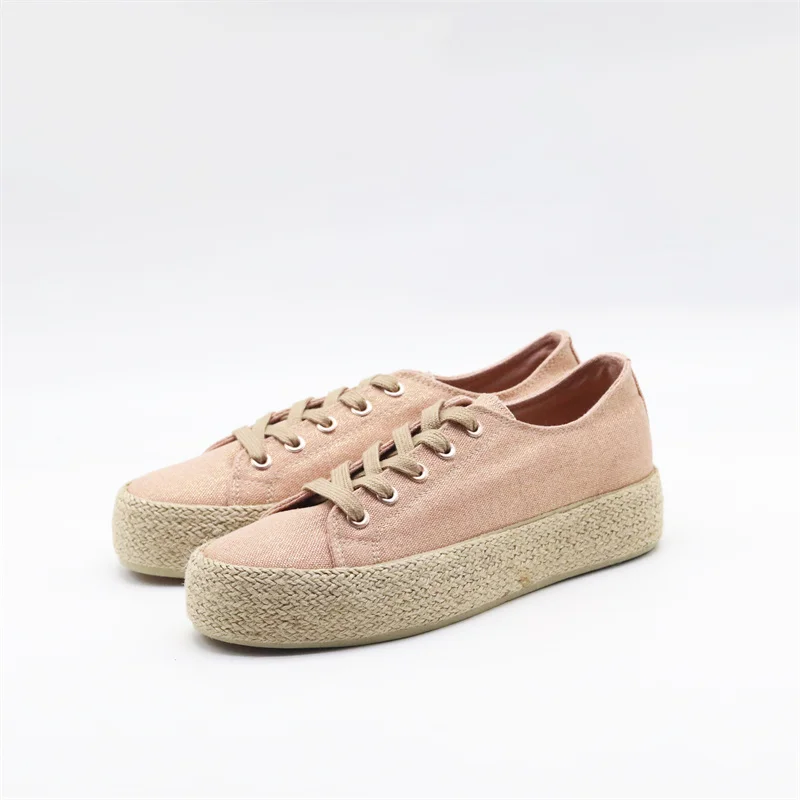 Wholesale Cheap Natural Hemp Sole Womens Flat Canvas Shoes Espadrilles thick sole canvas shoe
