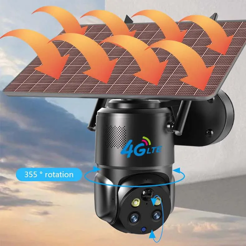 Hot Sale Ptz Wireless Courtyard Garden Camera Solar Charging Wifi Network Night Vision Outdoor Solar Cctv Security Camera