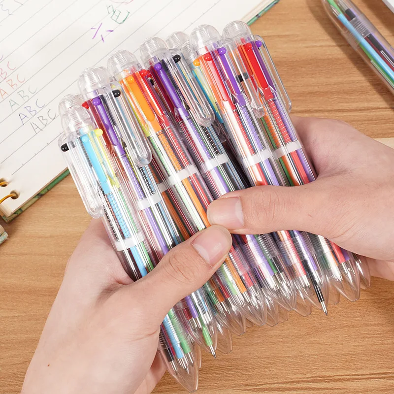 Wholesale of six-color ballpoint pen, multi-color plastic colored oil pen, student stationery