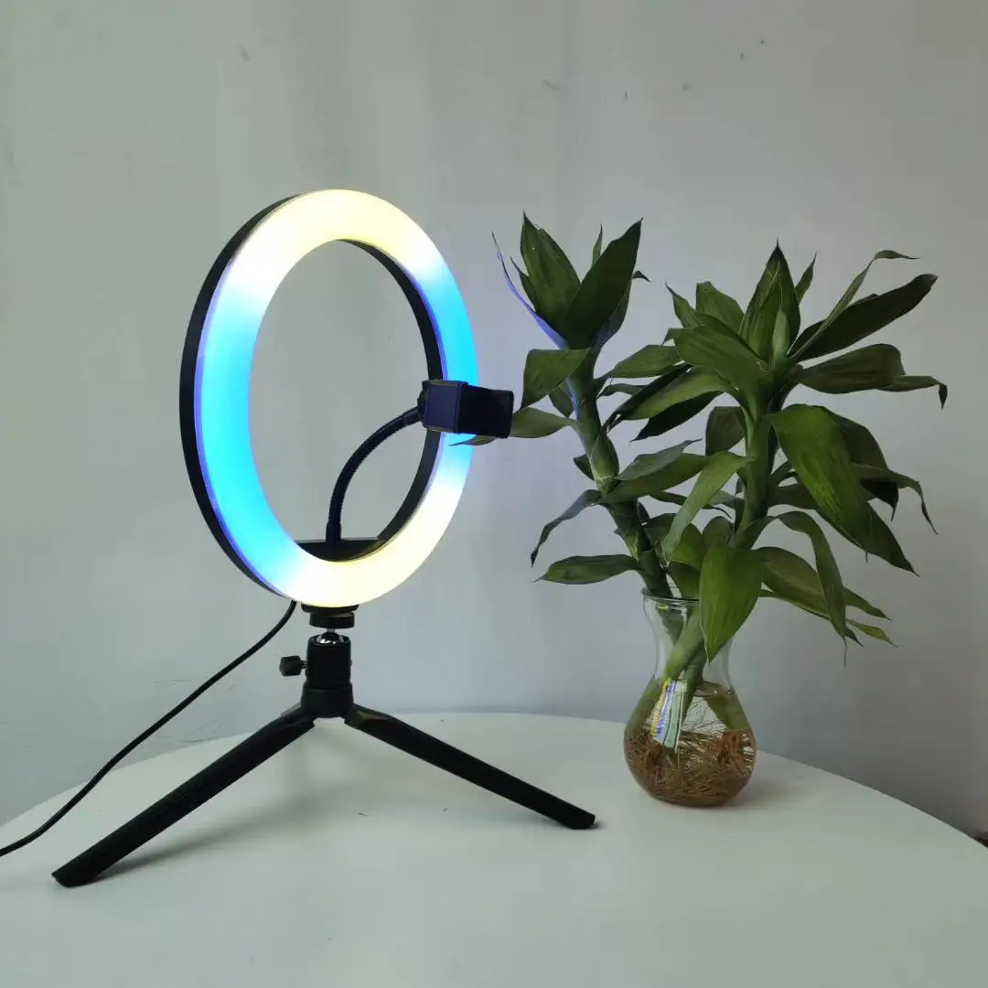 
LED Studio Camera Photo Phone Video Light Lamp With Tripods Selfie Stick Ring Table Fill Light bower ring light 