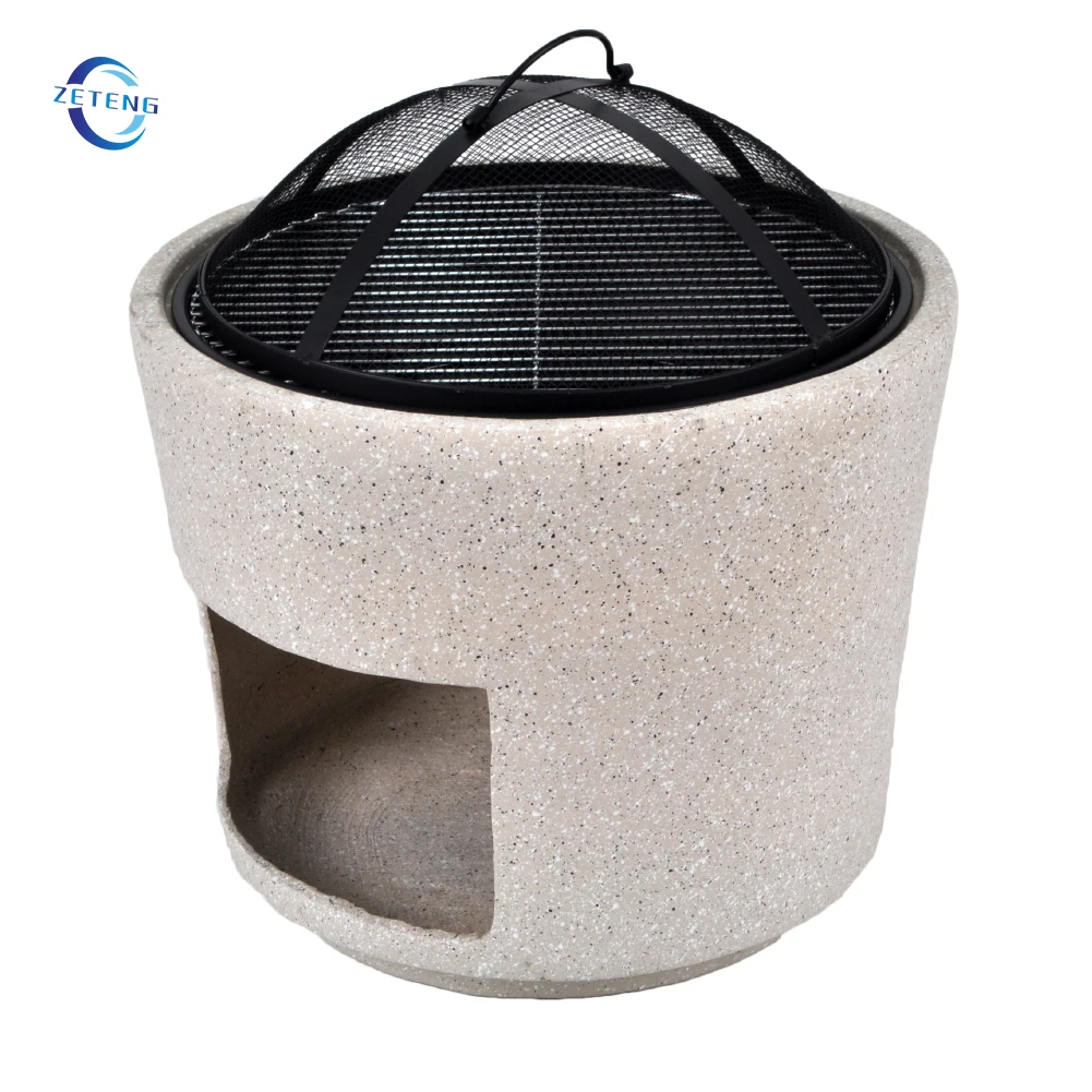 ZETENG открытый MGO огнеупорный круглый садовый гриль из оксида магния, гриль для барбекю