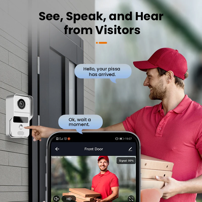 1080p  wifi IP video door phone doorbell intercom system with 10.1' touch screen unlock support Amazon echo google home