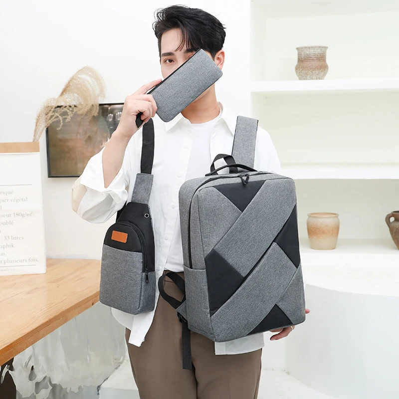 ZR594 Unisex Laptop Bags Wholesale Fashion Trendy USB Oxford Business 3 in 1 High Quality Custom College Schoolbag Backpack