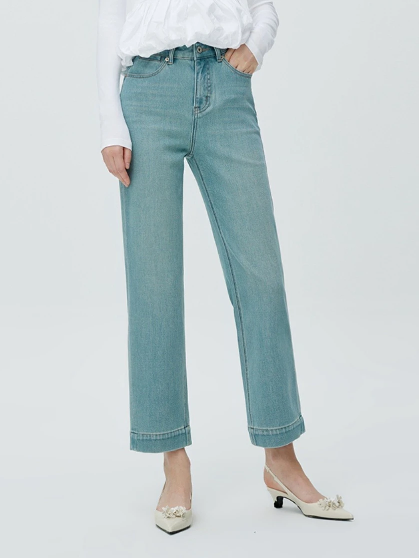 High Quality Customizable High-Waist Casual Jeans Women OEM Services Elastic Force Denim Fabric undertone High waist