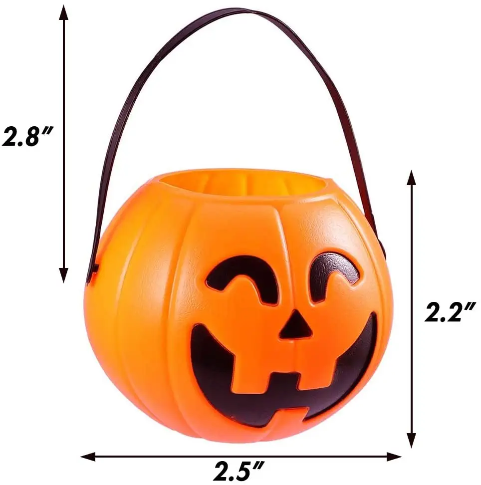 Mini Halloween Portable Pumpkin Bucket 12PCS 2.5 inches Small Candy Buckets for Children Trick or Treat