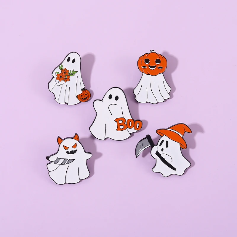 Halloween Punk Enamel Pins Cute Ghost Pumpkin Brooch Lapel Pin Badges Backpack Gift for Friends Kids Jewelry Accessories