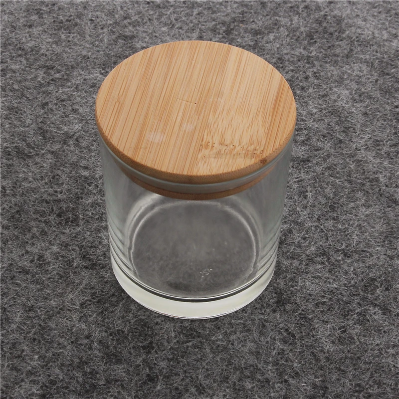 High quality candle empty jar can be used as a birthday present candle empty jar round mouth bamboo wood cover scented candlesti