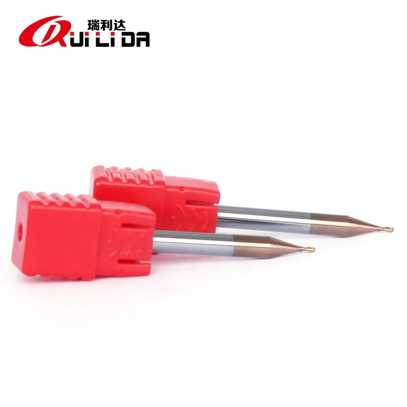 RLD high quality HRC55 2 flutes  ball nose 1mm end mill R0.5x50mm cnc milling cutter for steel