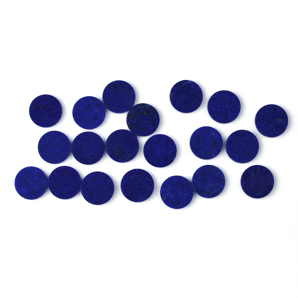 Natural  Lapis Loose stones customized Wholesale Round shape double flat Cut crafts polishing Smooth and flat Lapis Lazuli gems