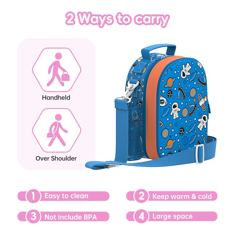 toursun hardtop children lunch bag  Cartoon Cooler Insulated Lunch Bag With Adjustable Strap for kids