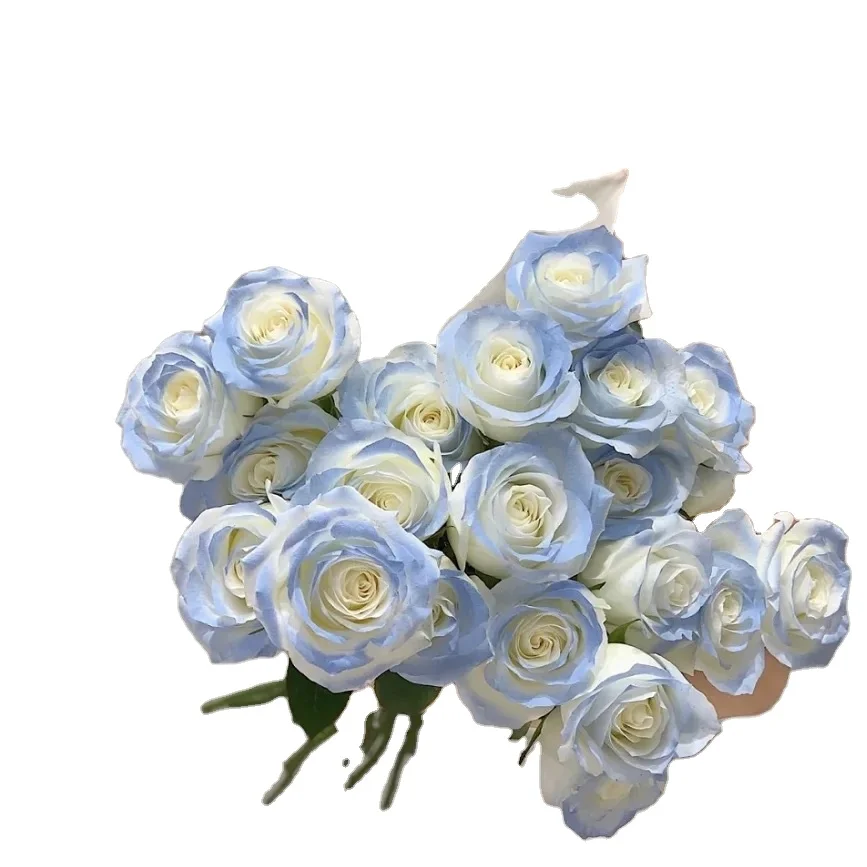 Ice blue artificial rose flowers for shopping mall decoration