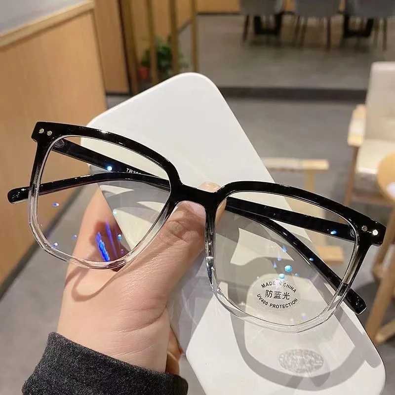 2023 Transparent Men Women Square Frame Big Round Optical Glasses Anti Blue Light Glasses Frame