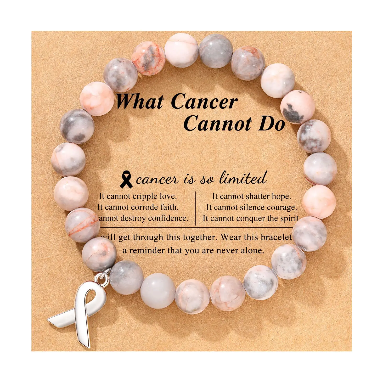 Newest Cancer Bracelet Natural Stone Bracelet with Cancer Card for Party Gift