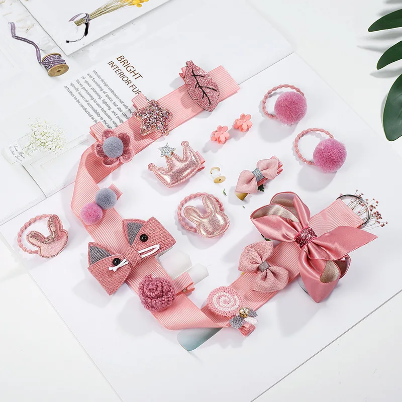 
New 18Pcs/Gift Box Cute Hair Clips ring headdress princess girls hairpin gift box set 