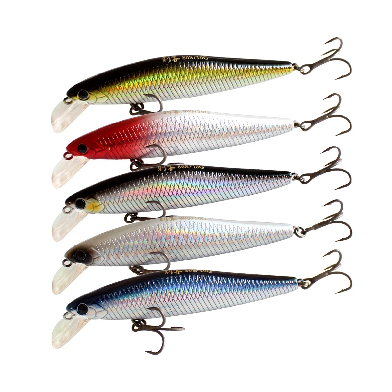 NEPTUNE SPEAR 5 Piece/Box Artificial Hard Bait Long-Range Slow Sinking Fishing Lure Minnow Set