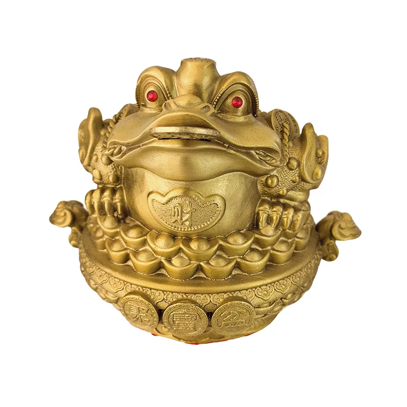 Factory Chinese traditional golden toad brass frog ornaments metal toad statue