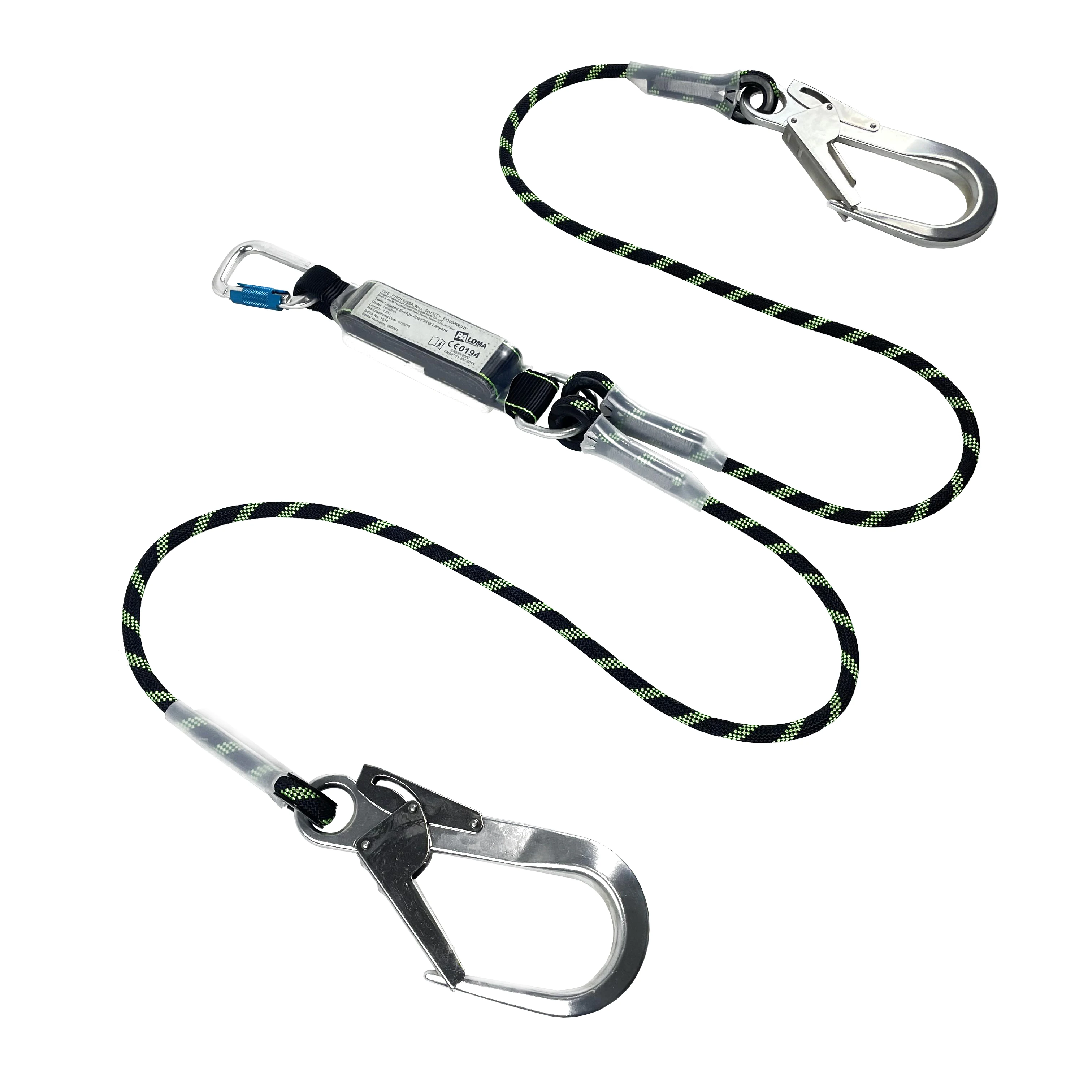 Fall Protection 1.5m 1.8m CE Standard Energy Absorbing Polyester Safety Lanyard with Snap Hook