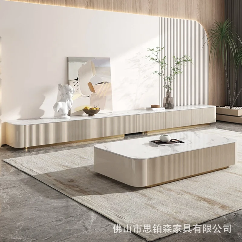 Wholesale Italian Luxurious Slate Coffee Table Living Room Tea Table And TV Stand Cabinet Set