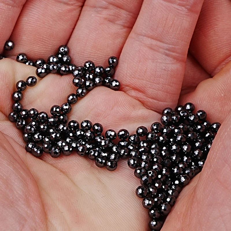 SICGEM New Shape Wholesale Price Natural  Loose Moissanite Diamond Black Color Rosary Facets Round Beads Moissanite Ball