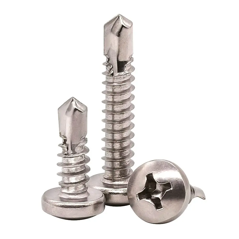 Phillips M3 Inch Stainless Steel Self Drilling Screw Cross Recessed Pan Head Silver Plating DIN Various (M4 M5 M6) 10mm