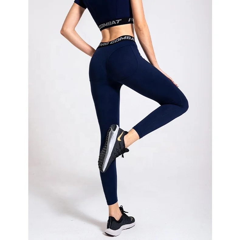 high quality ladies tights with jacquard waist band High Waisted Workout  Leggings For Women Fitness Sport Wears Active pants