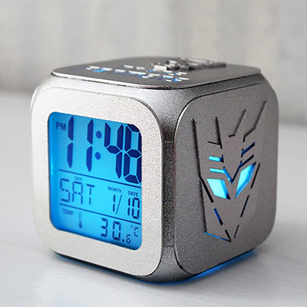 Minimalist Design Alarm Clock 3D Stereo Game of Transformers LED Nightmute Creative Electronic Clock with Touch Control Bedroom