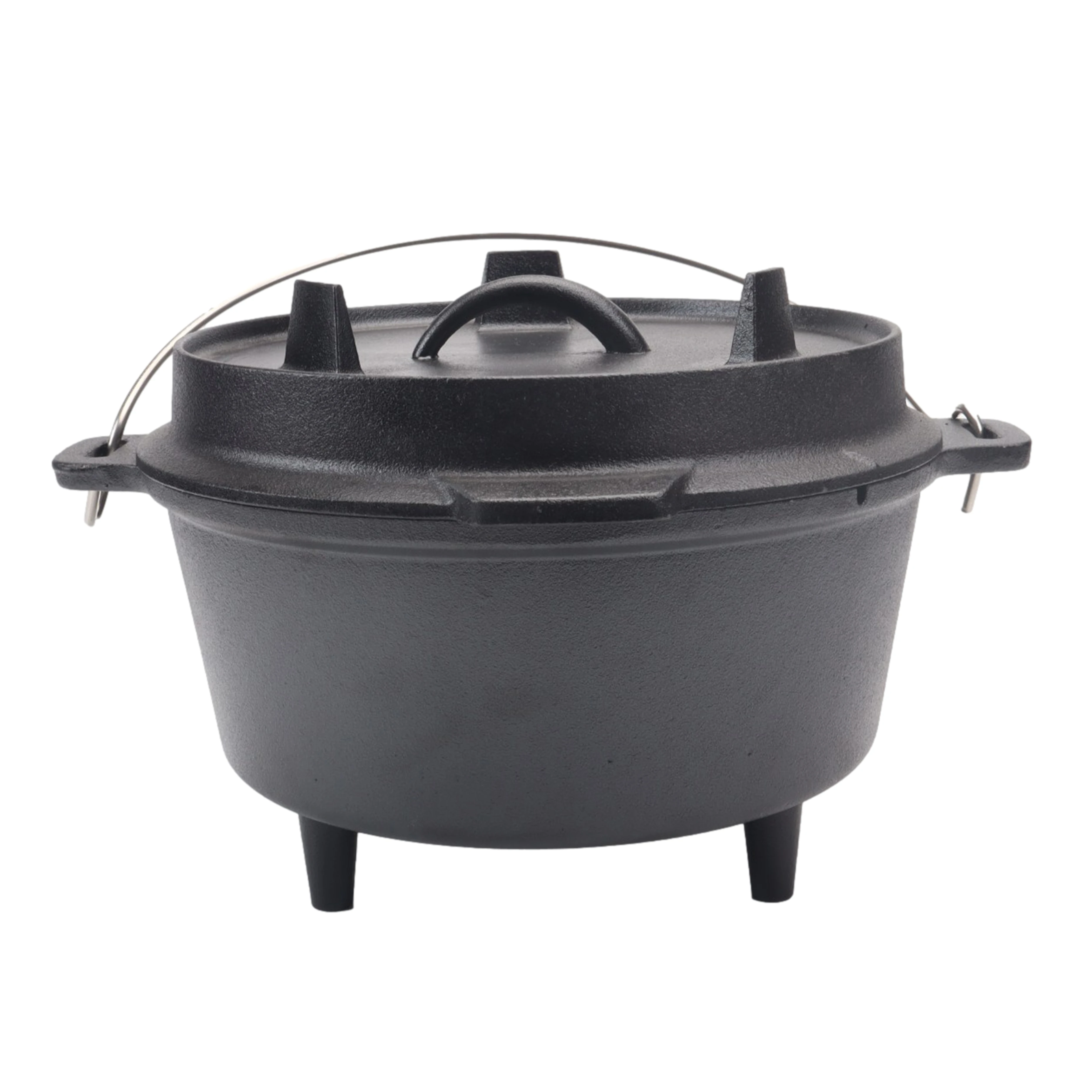 9 Quart Pre-Seasoned Cast Iron Dutch Oven Outdoor Deep Camp Pot for Camping Fireplace Cooking BBQ Baking Campfire