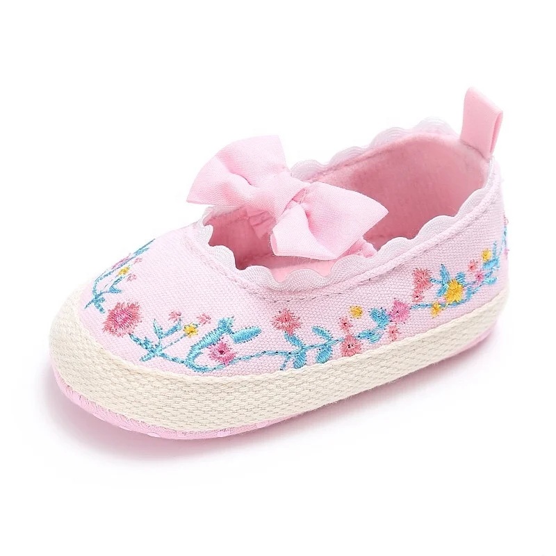 High quality Fashion Infant Designer Floral Baby Girls Bow New Born Shoes
