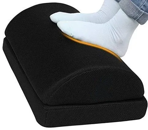 Adjustable Foot Rest - Under Desk Footrest with 2 Optional Covers for Desk, Airplane, Travel, Ergonomic Foot Rest Cushion Round