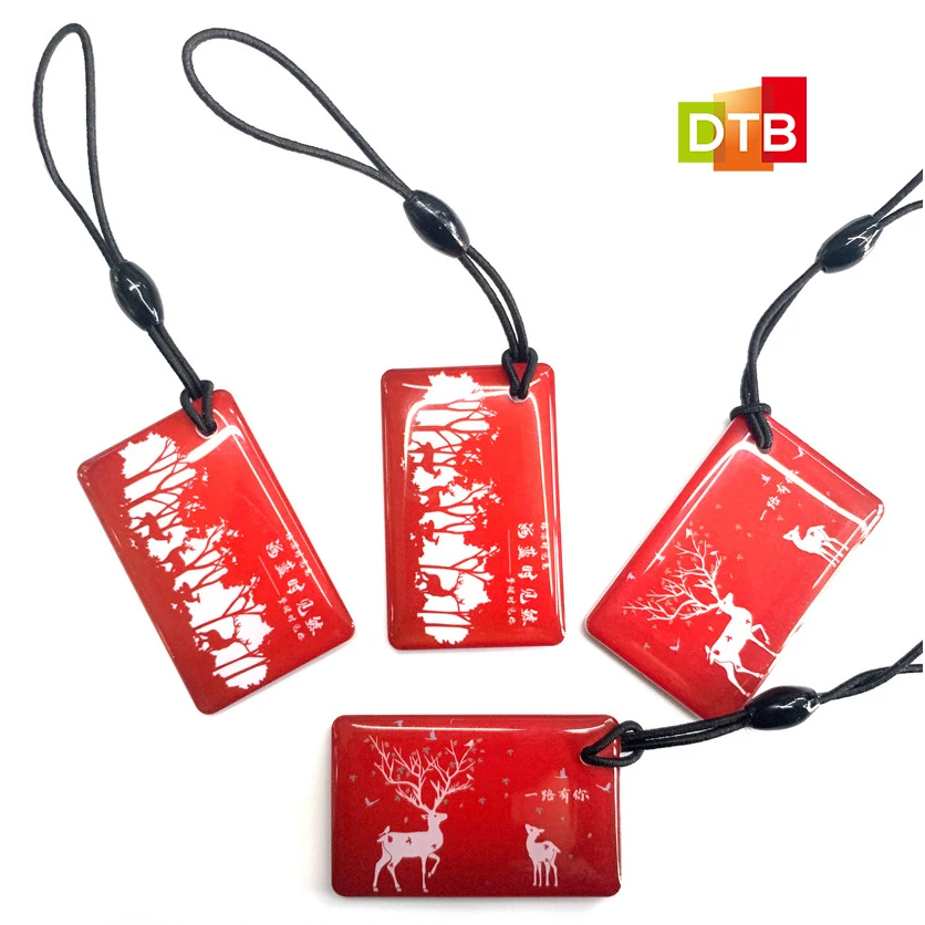 Custom Small Pendant  Rfid Nfc Keychains Rewritable Crystal Glue Epoxy Access Card