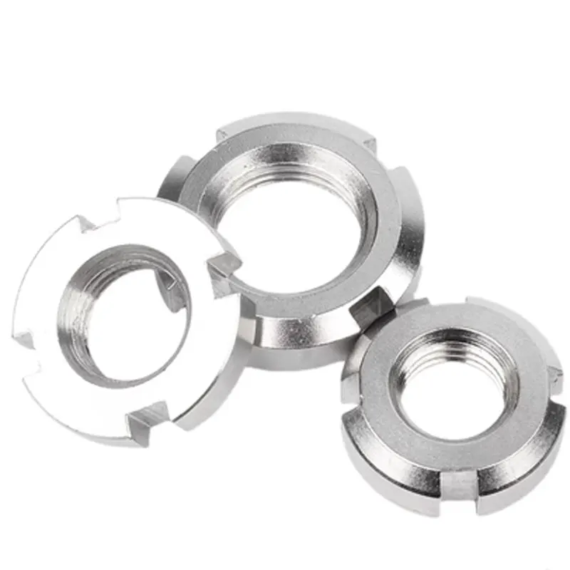 M6 M8 M10 M12 A2-70 A2-80 A4-70 A4-80 Stainless Steel Plain Polished Smooth Slotted Round Nut DIN1804